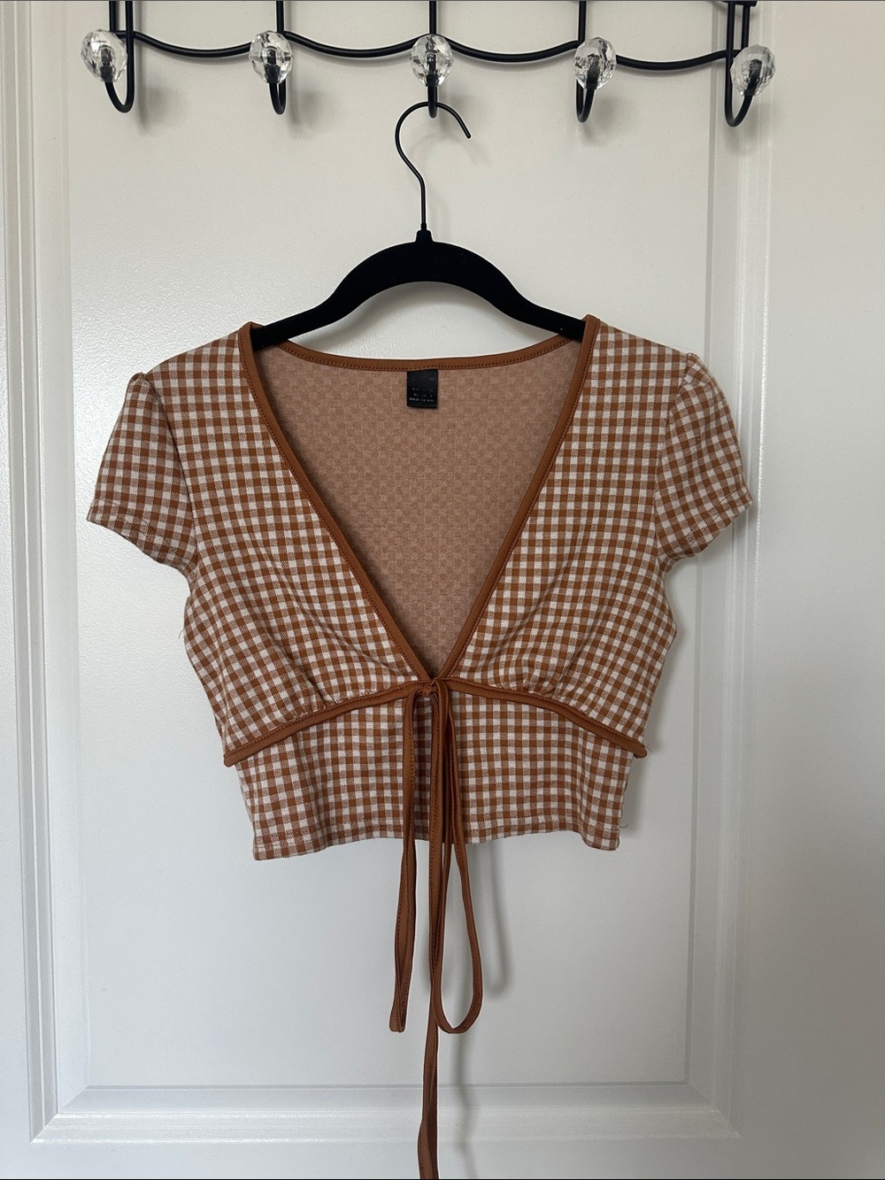 Gingham County Tie-Front Crop Top